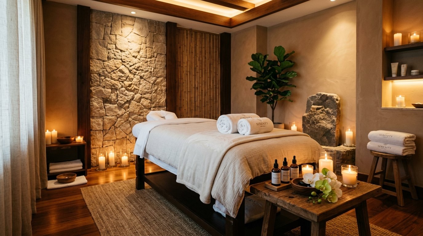 Soft Spa Lighting and Towels